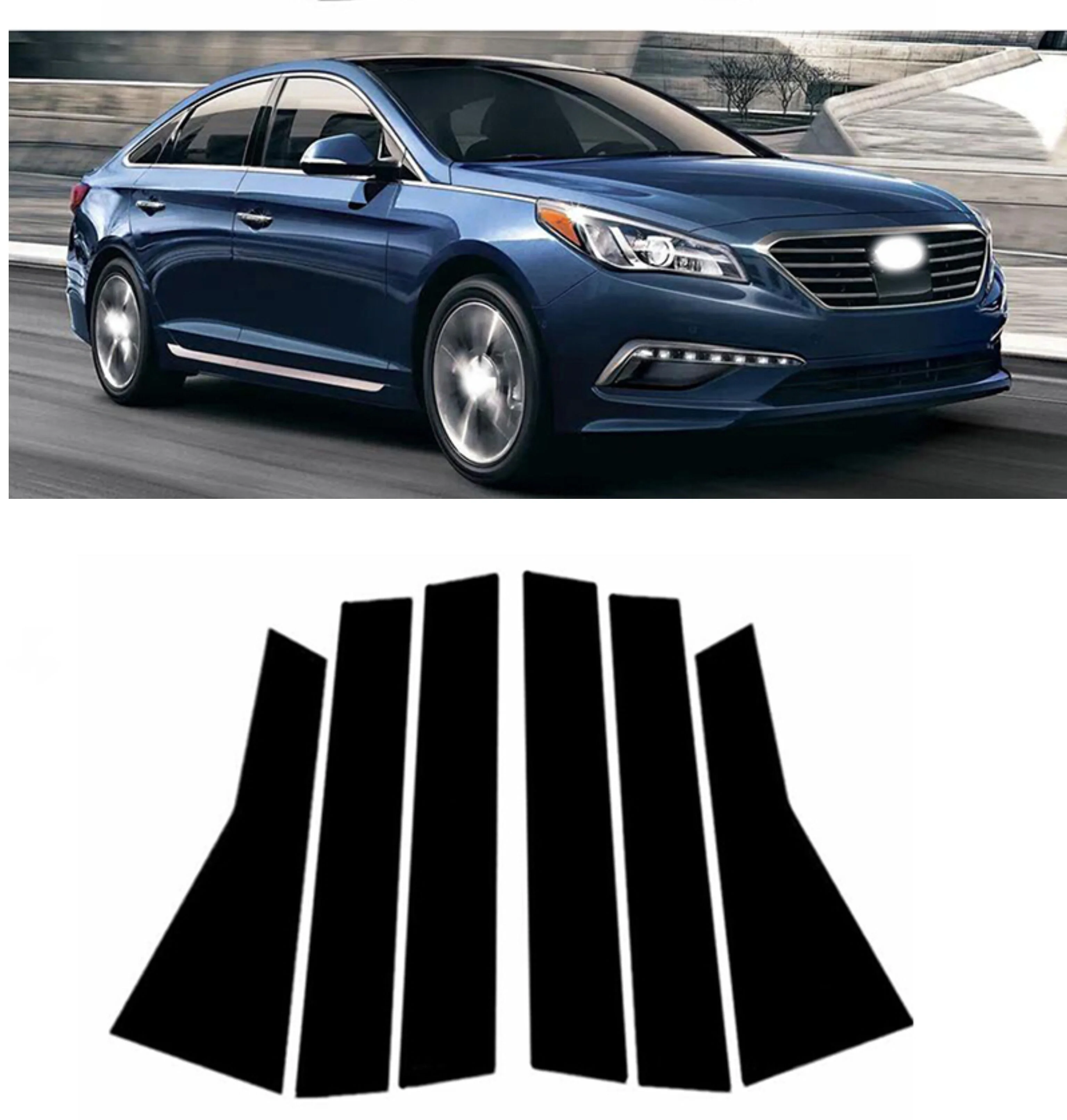 6Pcs Glossy Black Pillar Posts Cover Fit for Hyundai Sonata 2015 2016 2017 2018 2019 Window Car Door Trim BC Column Sticker