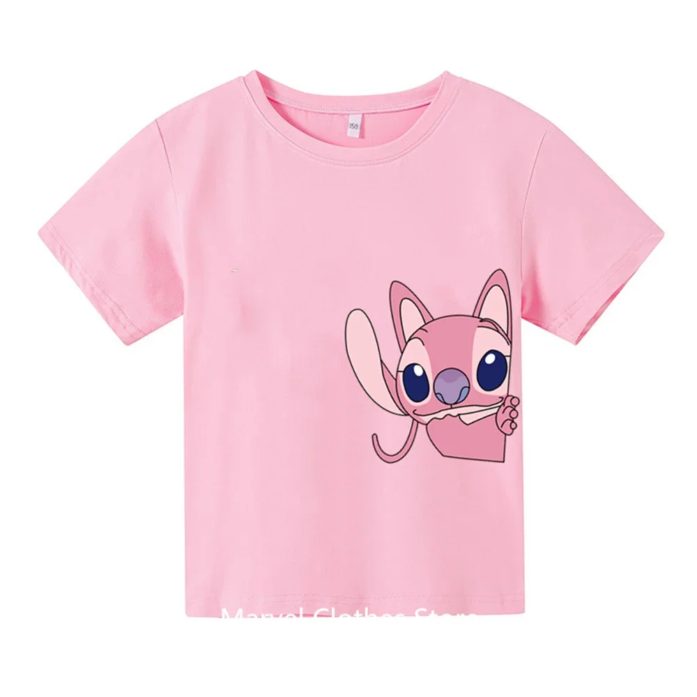 Stitch Tshirt Kids Clothes Girls Clothing  Baby Boys Anime Fashion Summer Children's Cartoon Casual T-shirts Short Sleeve