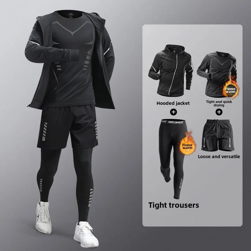 Men\'s Fitness Running Set Quick-Dry Clothes Professional Morning Runs Marathons Training Outdoor Activities Men\'s Sportswear Set