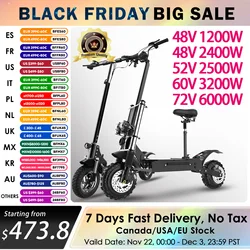 48V-72V 1200W-6000W Electric Scooter 50-80km/h Fast E Scooter Off Road Electric Kick Scooter Foldable Adult Patinete Electrico