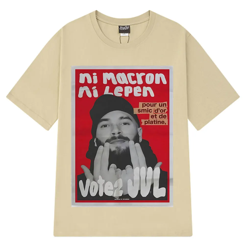 مغني الراب الفرنسي التصويت JUL موضة الرسومات تي شيرت الرجال النساء الهيب هوب تي شيرت قصيرة الأكمام عادية المتضخم تي شيرت الشارع الشهير