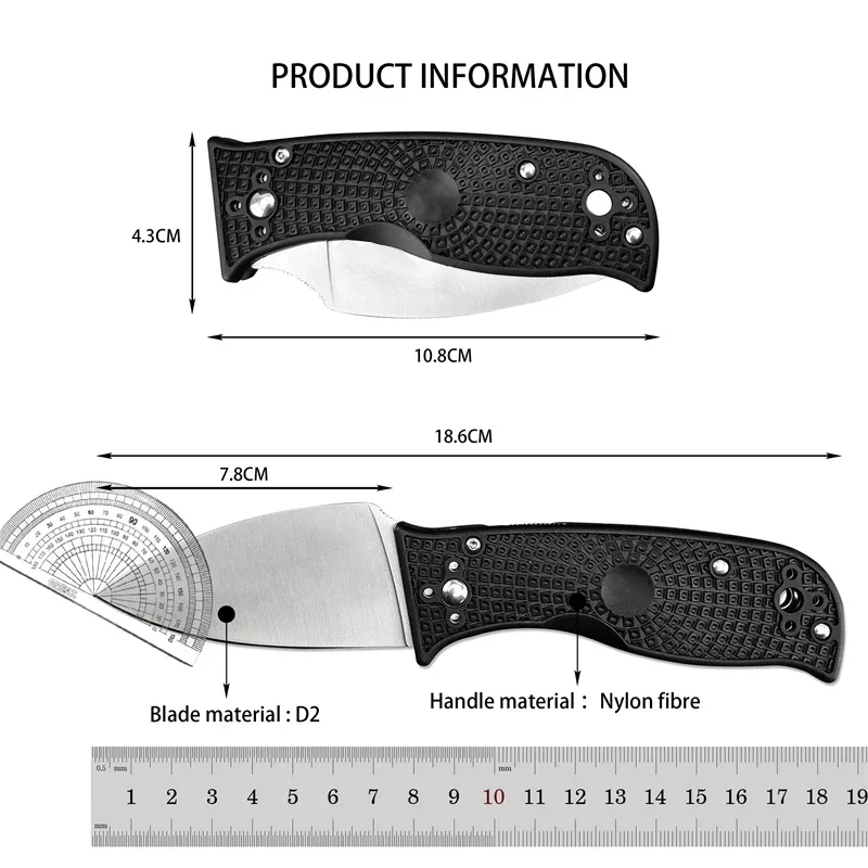 C69  Folding Pocket Knife Nylon Fiber Handle, Rescue EDC Tool Knife, Hunting Cutting Self Defense Outdoor Tactical Knife