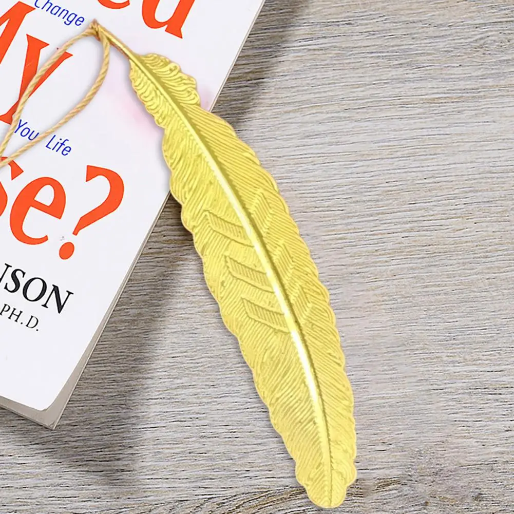 Luster Bookmark Elegant Chinese Style Metal Feather Bookmark with Tassel Decorative Book Mark for Students Unique Student