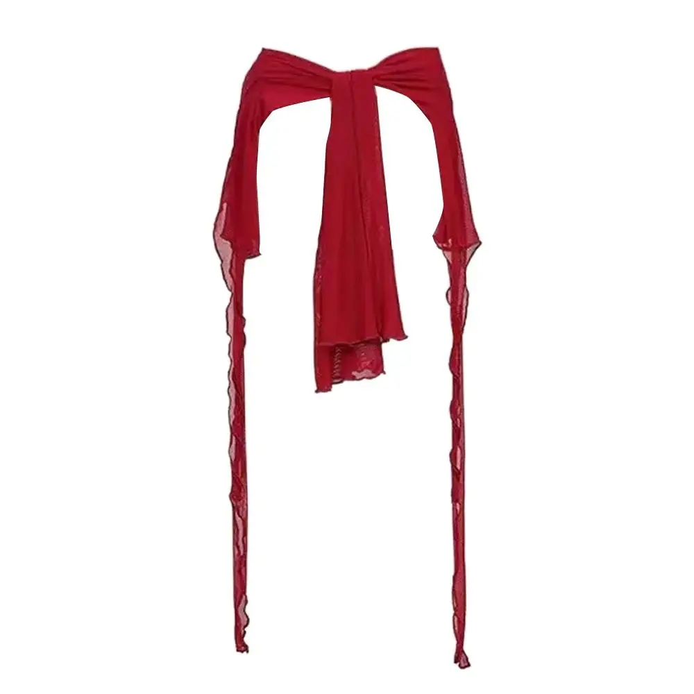 Jeans Pants Decor Irregular Jazz Dance Scarf See Through Harajuku Y2K Belt Streetwear High Waist Hip-hop Scarf image 5