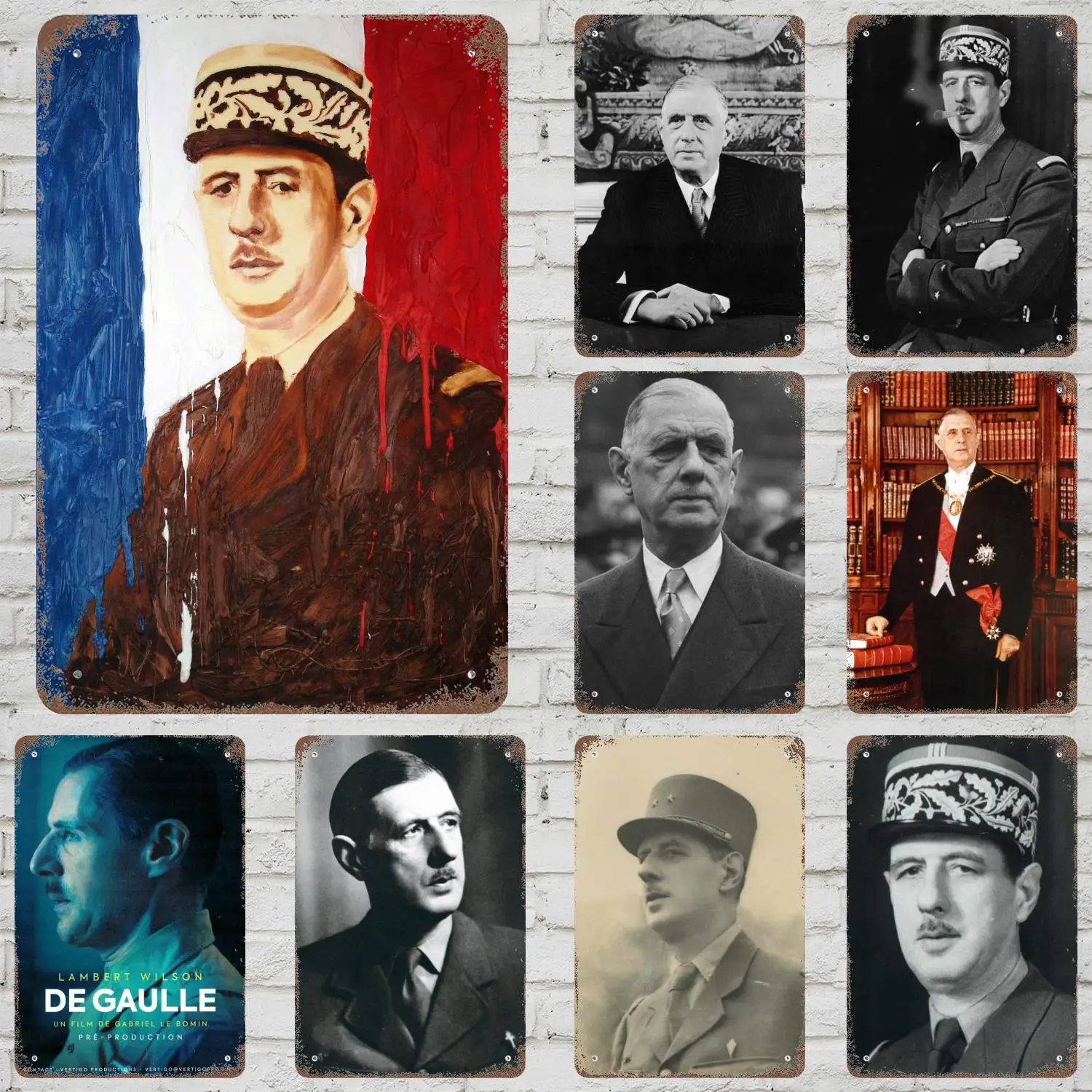Charles de Gaulle Vintage étain signe décor à la maison décoration murale Art Mural chambre décoration décor rétro métal signe plaque Bar affiches