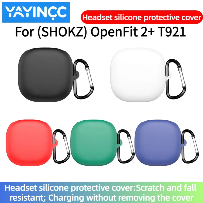 Headset-Silikon-Schutzhülle mit Haken für (SHOKZ) OpenFit 2+ T921, bietet Rundumschutz und Sturzschutz