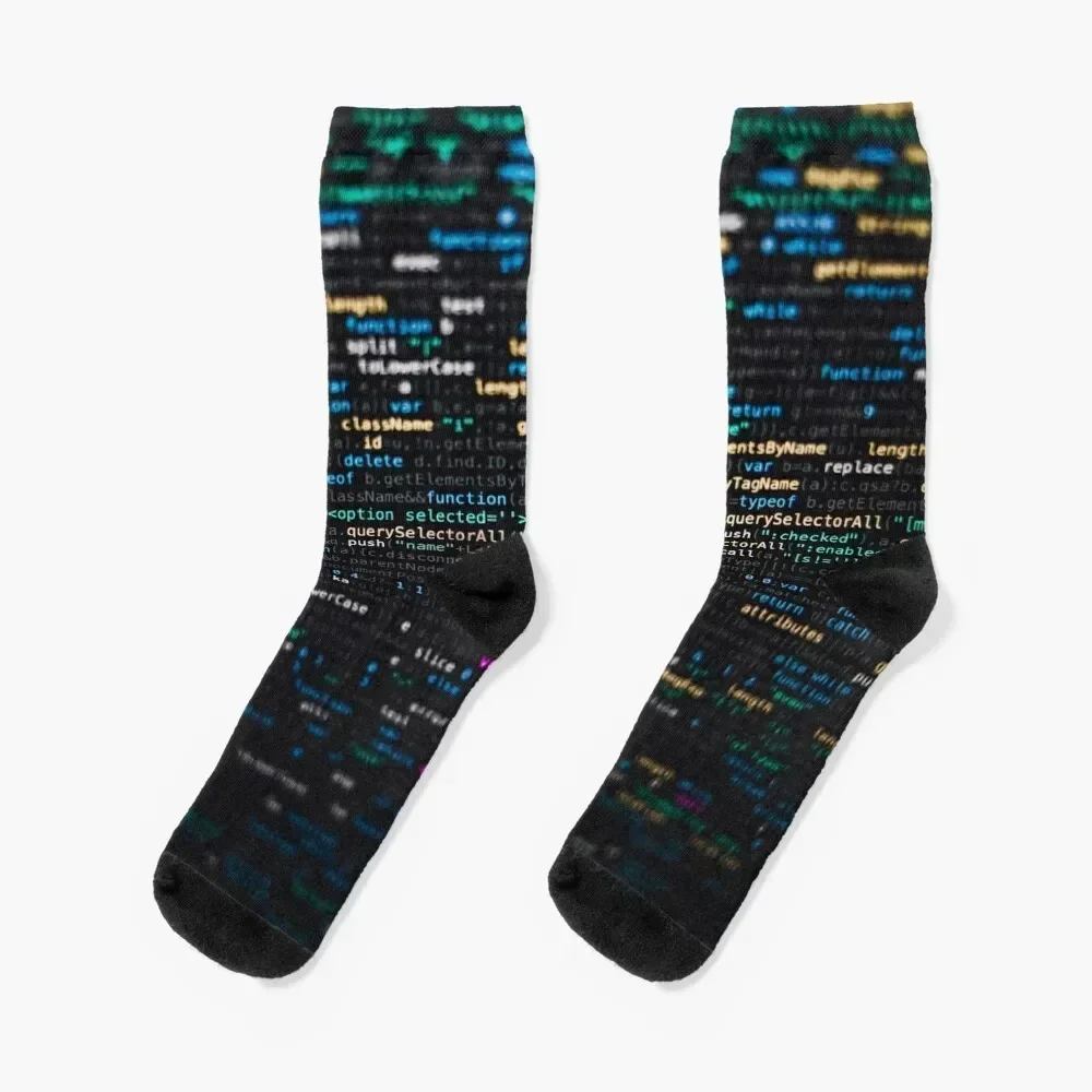 

Software Developer Programming Code on Black Background Socks floor short gift retro Boy Socks Women's