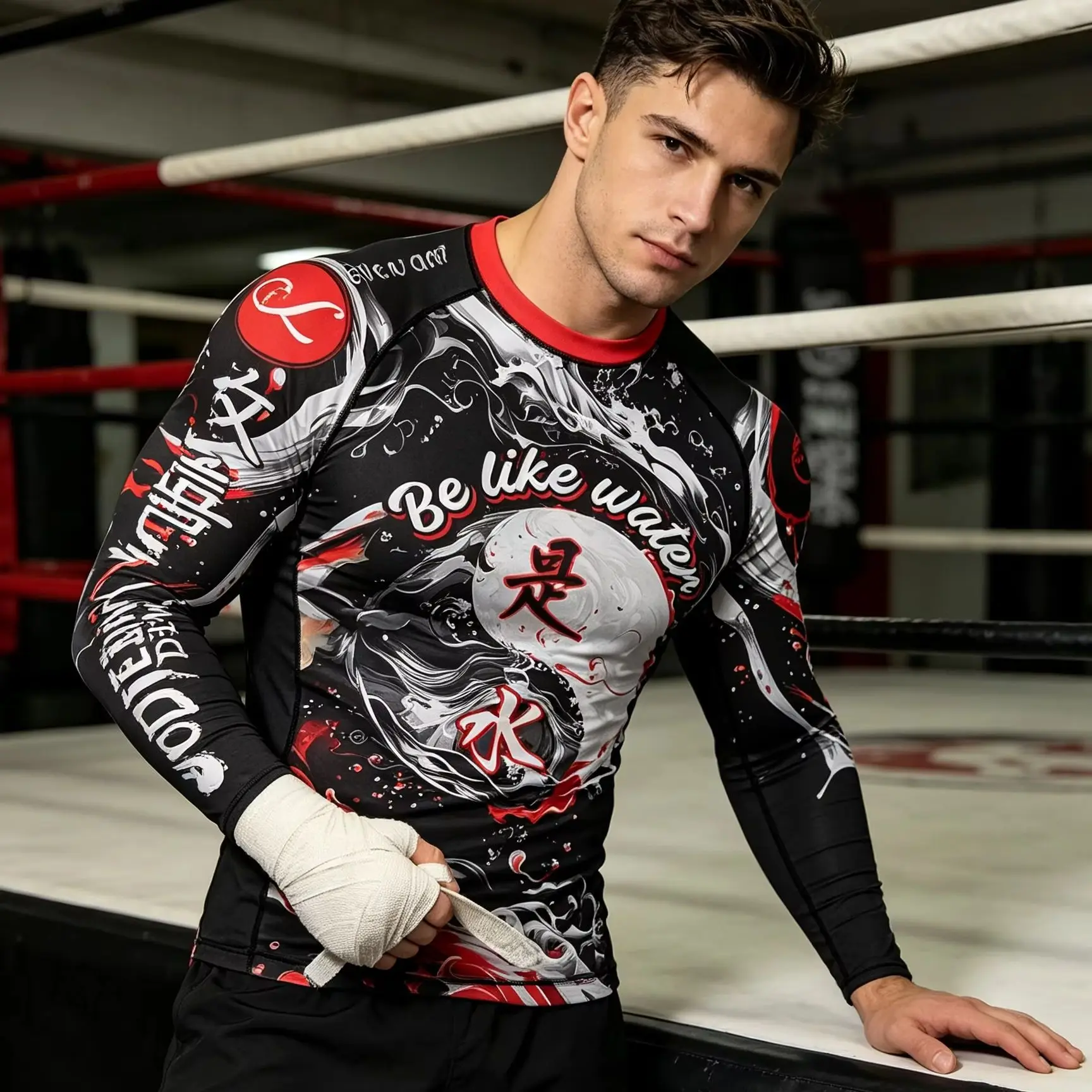 Tenue de compression pour hommes Jiu Jitsu, Rashguard sublimé, élastique, anti-transpiration, pour Muay Thai, Grappling, entraînement No-Gi, combinaison de sport