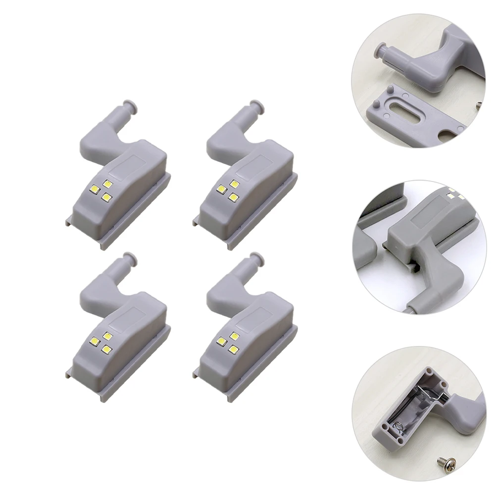 

4pcs Cabinet Led Hinge Light Abs Sensor For Kitchen Cupboard Closet Wardrobe Storage Furniture Lamp Hinge Lights For