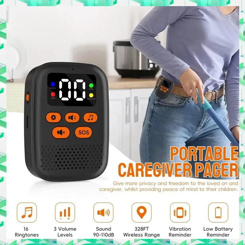 3C Electron Wireless Caregiver Call Button SOS Emergency Monitor With Vibration, Personal Caregiver Pager For Elderly Care,Wirel