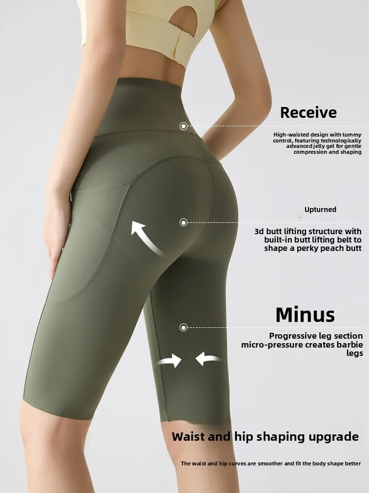   Person Yoga cinq-quarts Fitn pantalon 2025 nouveaux vêtements d'extérieur taille haute vélo mince Spor Yoga Leggings taille haute en Nylon Spandex