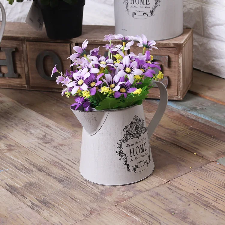 American Iron Bucket Flower Pot Craft Ornament Flower Shop Iron Skin Dried Flower Arrangement Decoration Balcony Bucket