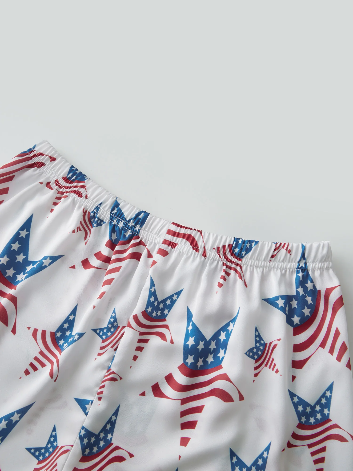 여성용 애국적인 7월 4일 파자마 세트 반팔 라펠 버튼 업 스타 프린트 탑과 반바지 슬립웨어 세트