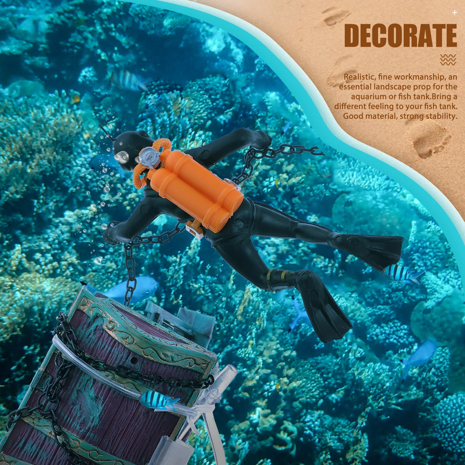 

Floating Diver Treasure Box Aquarium Decoration Realistic Floating Ornament Fish Tank Decor Underwater Charm Aquarium Prop