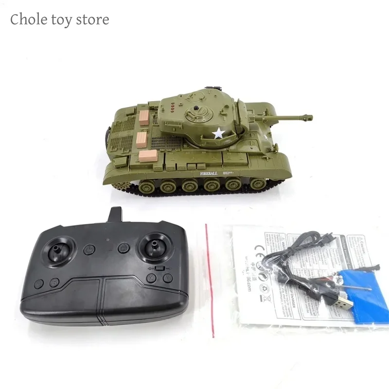 Henglong-tanque de simulación de batalla inalámbrico para niños, modelo de tanque de Control remoto 1:30, América M4a3 Sherman M26 Pershing, regalo de juguete