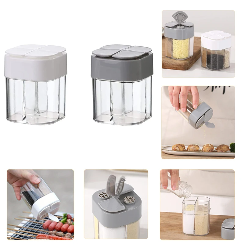 Barattolo per condimenti agitatore per sale e pepe scomparto per Dispenser di spezie trasparente con coperchi contenitore per condimenti per barbecue da cucina all'aperto