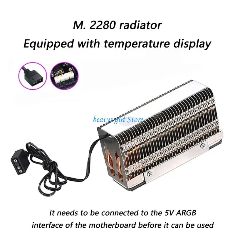 C7AB Wide Compatibility M.2 SSD Coolers With Double Coppers Cooling Channels And Instants Temperature Readout