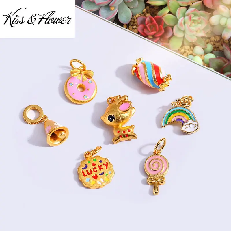 KISS&FLOWER AC41 Fine Wholesale Fashion Kids Girl Friend Party Birthday Wedding Gift Deer DIY Candy Beads Charm For Bracelet 1PC