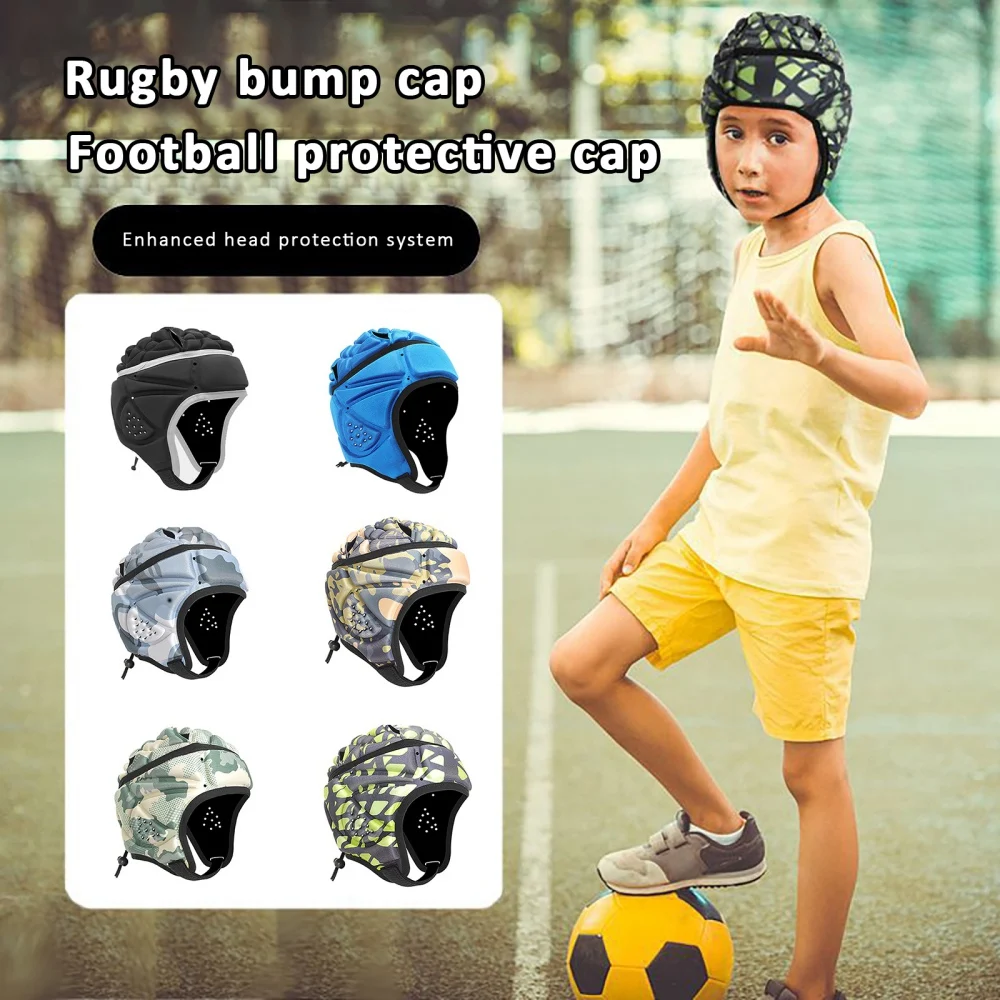 Boys Girls Sports Soft Helmet Soccer Shockproof Headgear American Football Headguard for Youth Kids Children Protective Helmet