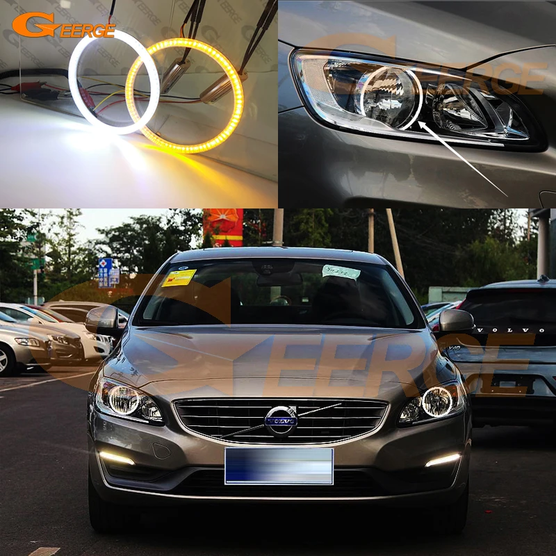 

Для Volvo S60 II 134 V60 155 157 2014 2015 2016 2017 2018 дневной свет ультра яркий SMD светодиодный комплект с ангельскими глазами Halo Rings