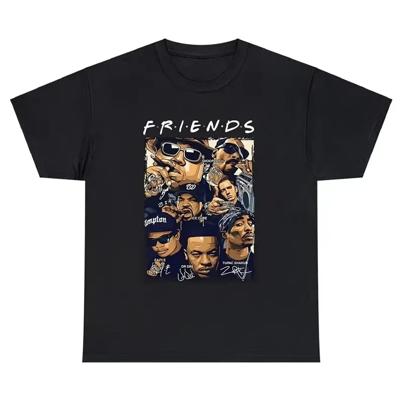Friends The Notorious Big Biggie Smalls Snoop Dogg Eminem Ice Cube Eazy-E Dr.Dre Tupac 2Pac T-shirt Men Vintage Casual Tshirt