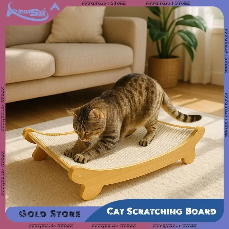 

Wooden Cat Scratching Board Scratching Recliner Wear-resistant Scratch-resistant Post Cat Toys Pet Supplies with Sisal Surface