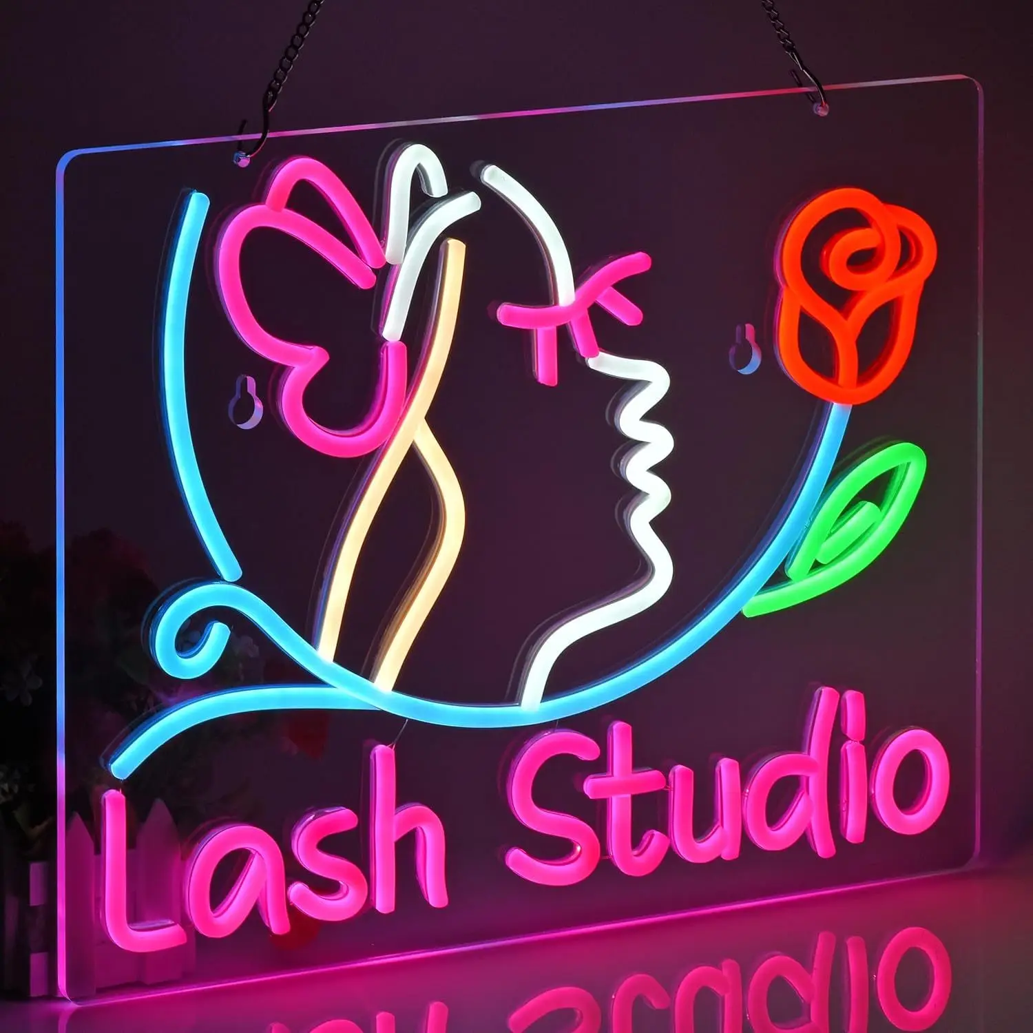 Lash Studio LED Neon Light USB Powered, With Dimmer, Adjustable Brightness, Perfect for Beauty Salons, Makeup Rooms, Salon Decor