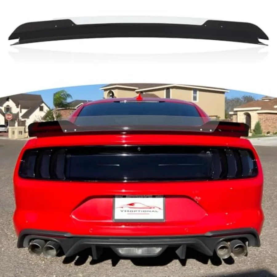 

Rear Wickerbill Spoiler for Ford Mustang 2015-2023 2 Pcs Add-On Style High Wing Trunk Spoiler Glossy Black