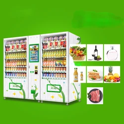 Big Capacity Touch Screen Automatic White Vending Machine Food And Drink Smart Vending Machin