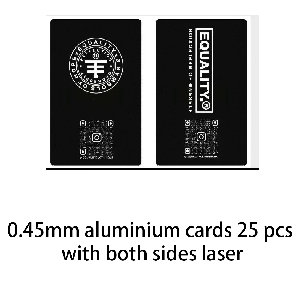 Personalization 0.45mm aluminium cards 25 pcs  with both sides laser