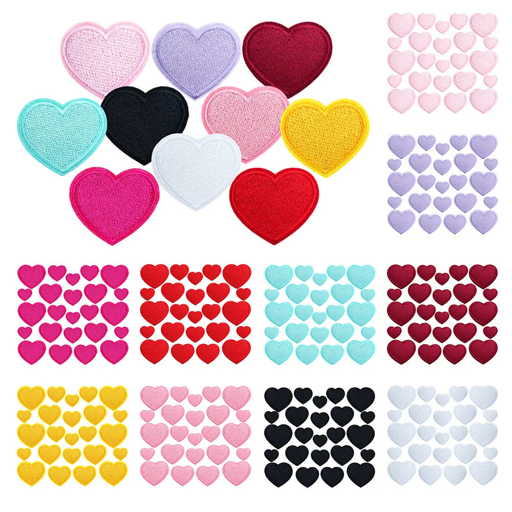 

Red Black Pink White Love Heart Iron-on Sew Embroidered Badge Patches for DIY T-shirt Pants Backpack Clothing Appliques Sticker