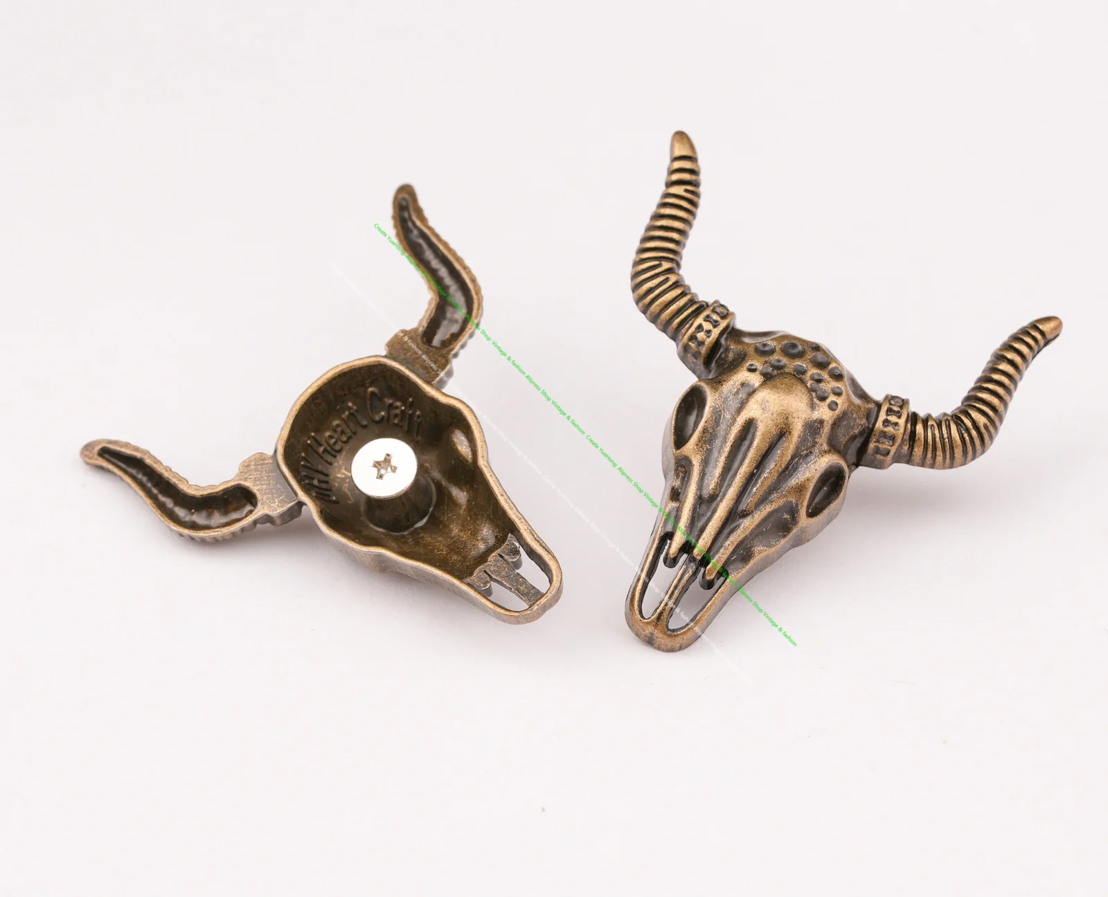10X 51*43MM Motocycle  Antique Brass Sothwest Bull Head Longhorn Leathercraft Belt Accessories Hat Decor Conchos Screw Back