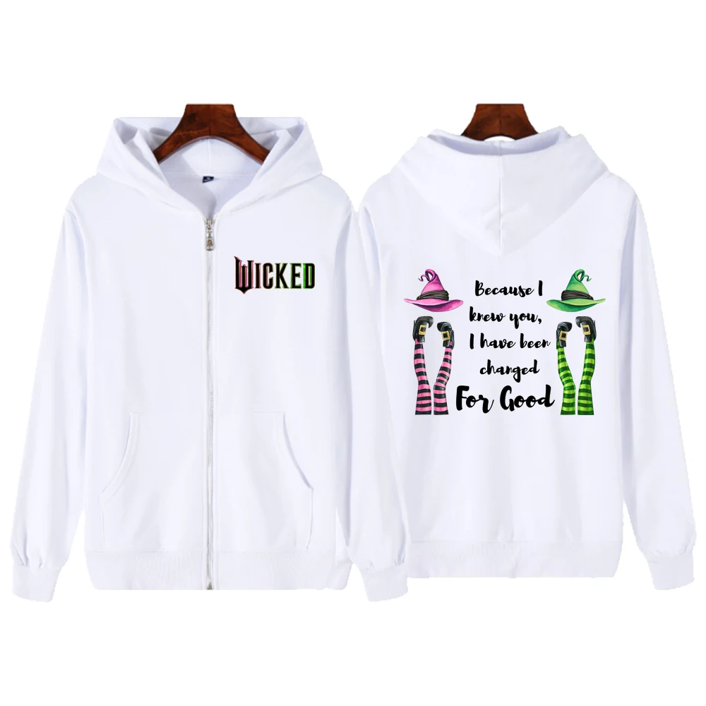 Wicked I Have Been Change for Good Zipper Sweatshirt Hoodie Wicked Pink and Green Zip Up Hoodies Streetwear Sweatshirts