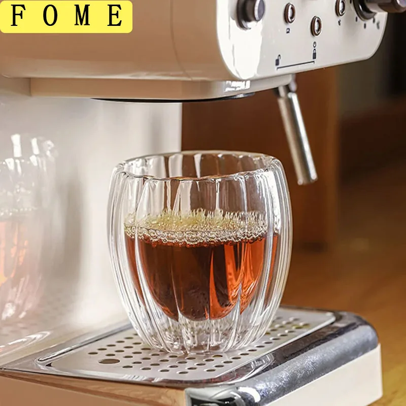 

1/2/4pcs Striped Double Wall Coffee Cup Clear Glass Mug Thermal Insulation Cup for Cappuccino Tea Espresso Hot Beverage Wine