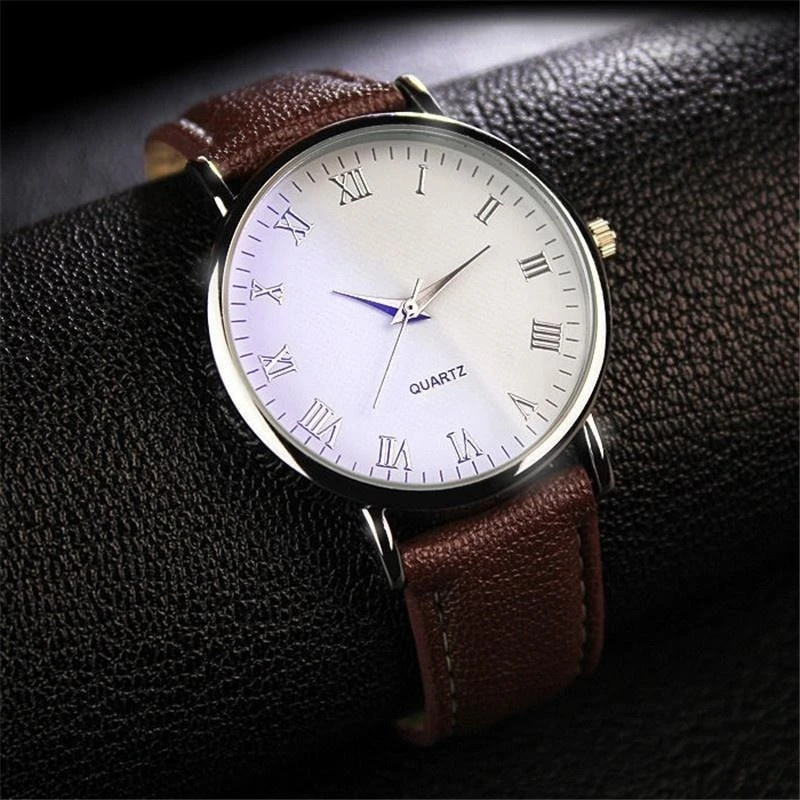 Fashion Leather Brand Quartz Watches Business Wristwatch Birthday Gifts For Men Women