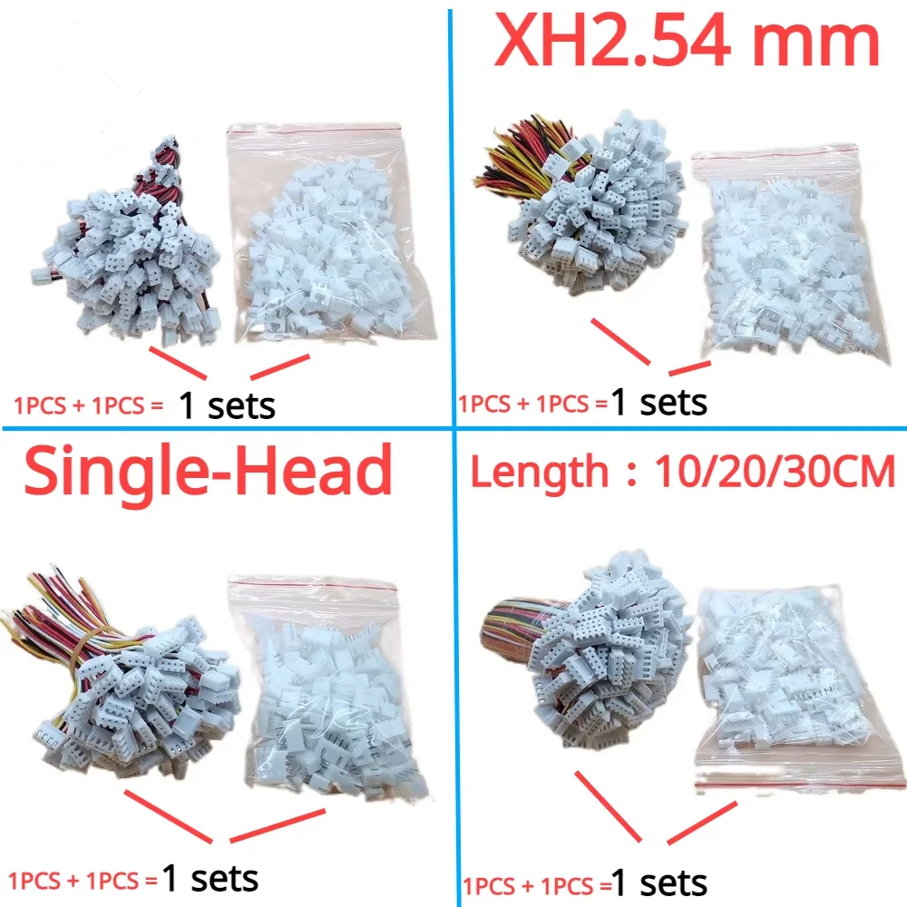 10Sets XH2.54 mm Pitch 2Pin 3Pin 4Pin 5/6/7/8/9/10 Pin Single-Head Wire To Board Connector 10/20/30cm 26AWG With Socket 2.54mm