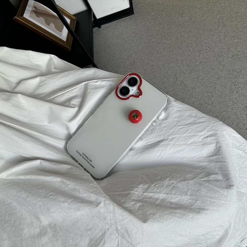 الكورية الحد الأدنى الإنجليزية ثلاثية الأبعاد الطماطم الحمراء لطيف قضية الهاتف آيفون 17 الهواء 16 15 14 13 12 11 برو ماكس زائد Y2K المتخصصة غطاء بسيط