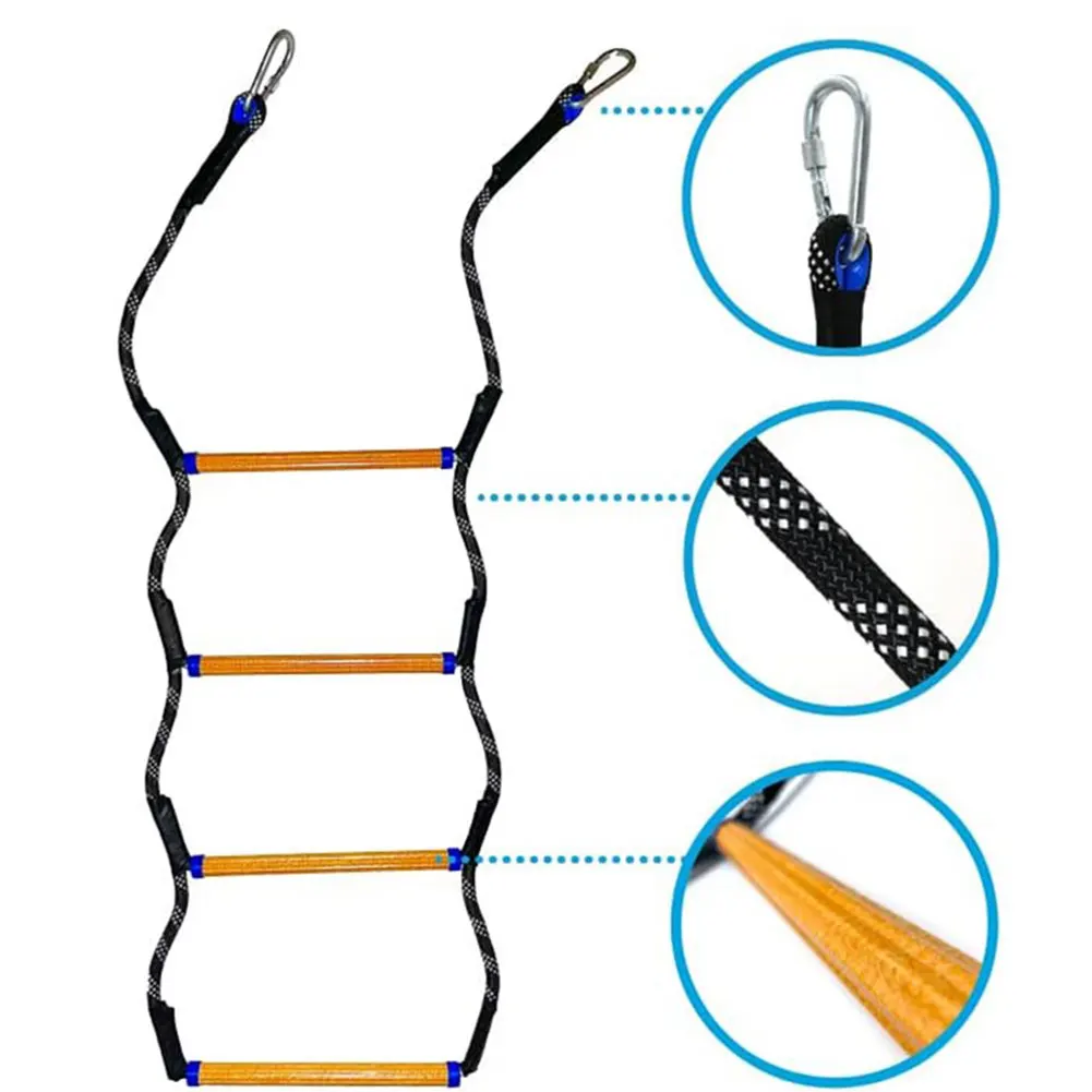 4 Step Boat Rope Ladder Folding Marine Rope Ladder Portable Rope Boarding Ladder for Inflatable Boat Kayak Motorboat Canoeing