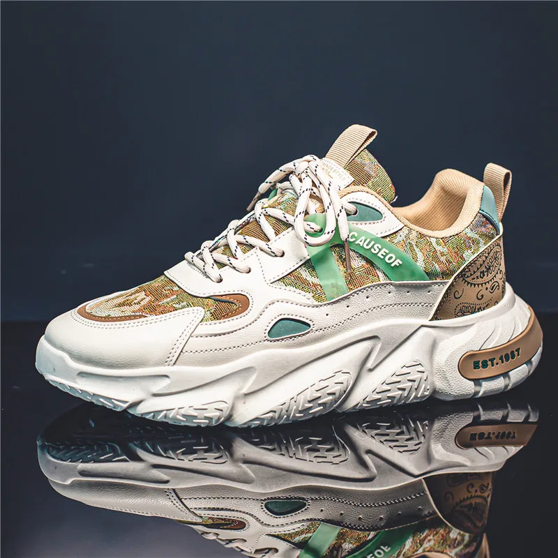 

Korean Trendy Thick Bottom Old Man Shoes Breathable for Men New Spring Casual Shoes Fashionable Outdoor Sports Shoes Tenis