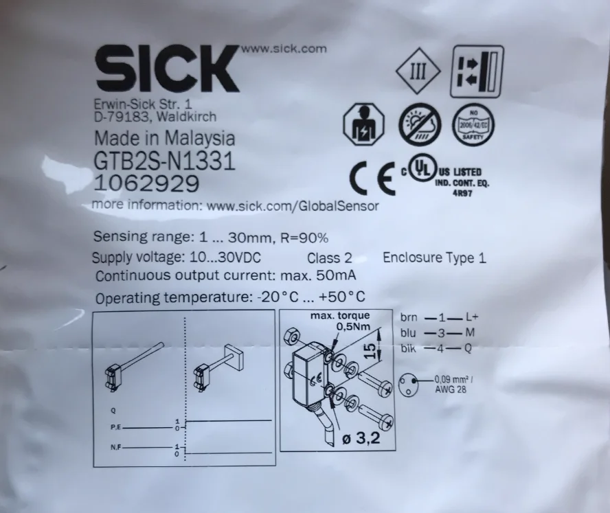 

new Original SICK Optoelectronics GTB2S-N1451 GTB2S-N1331 GTB2S-N1311