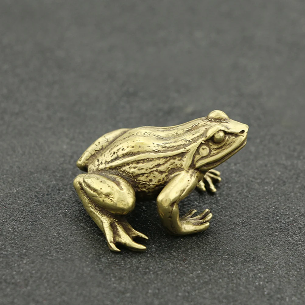

Zerodeko Copper Frog Ornament Vintage Desk Decor Home Office Auspicious Craft Unique Figurine