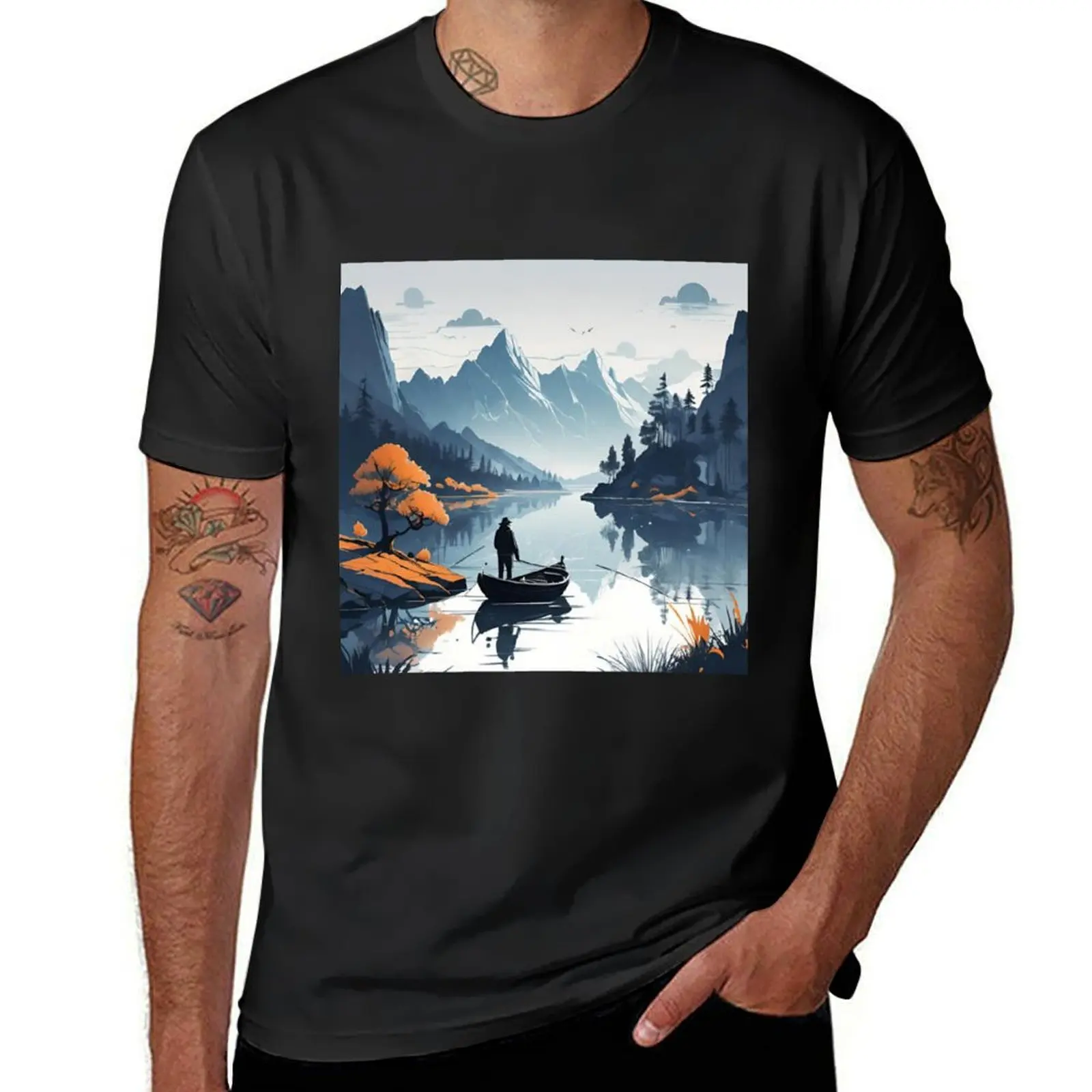 Fishing in the lake T-Shirt customs design your own blanks sublime shirts graphic tees t shirts for men graphic