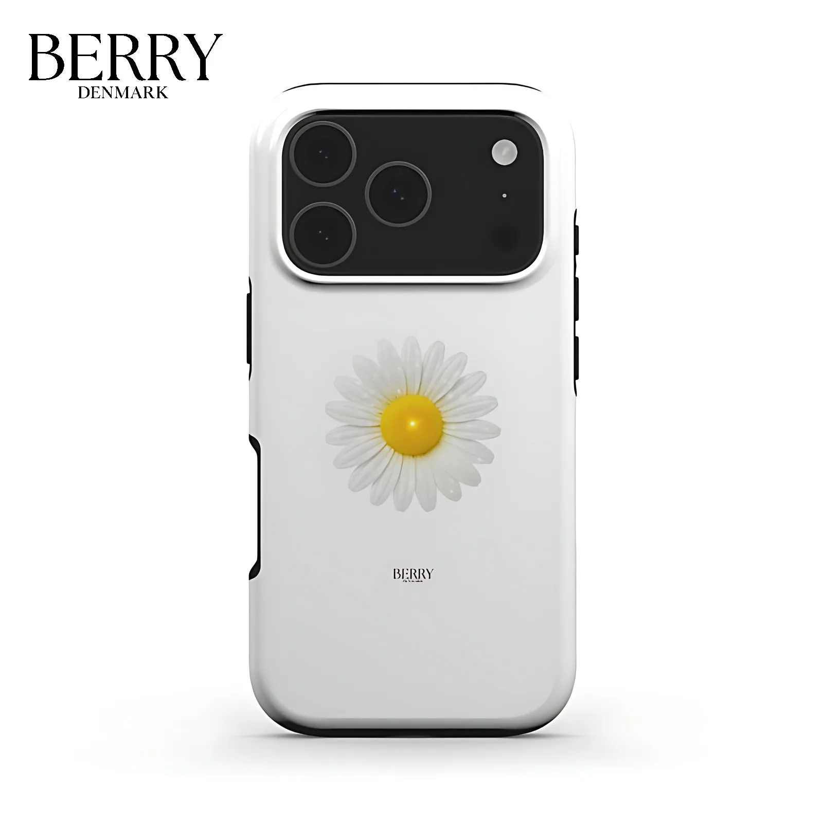 White Daisy Motif BERRY Phone Case for Samsung Galaxy S20 S23 S24 S25 S26 FE Plus Ultra Edge 4G 5G Double-layer Back Cover