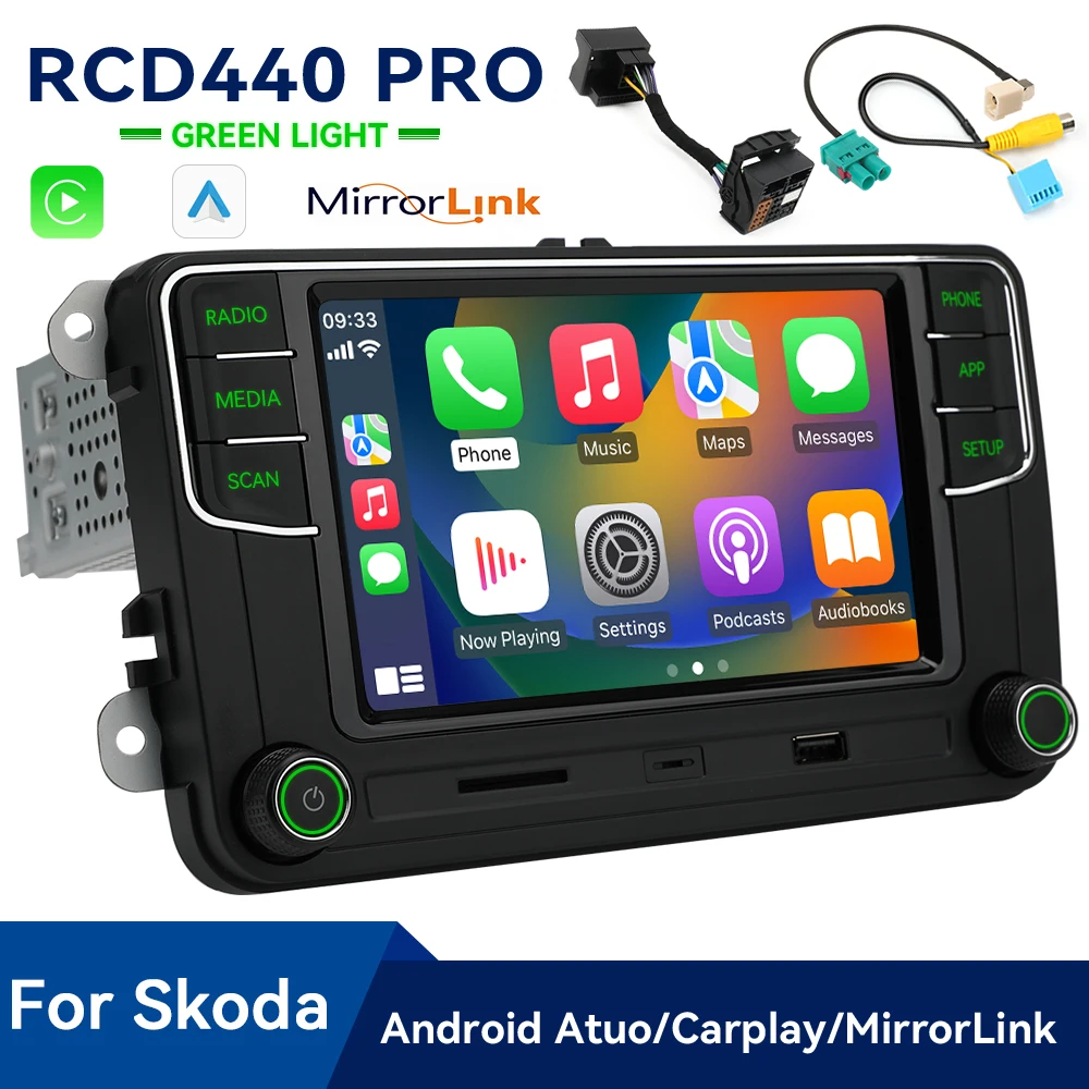 

Green Light RCD440Pro New MIB Carplay Car Radio Android Auto 6.5 inch Bluetooth Player 6RD035187B for SKODA Octavia RAPID SuperB