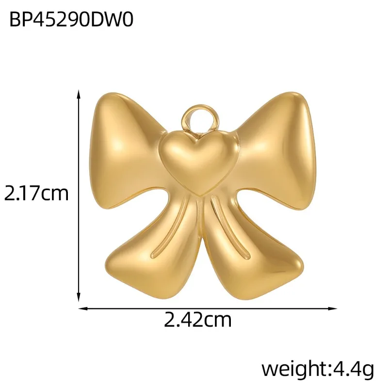 Sweet Bow Charm Stainless Steel Mixed Pendant Pearl Ginkgo Good Luck Engraved Tag Gold Silver DIY Handmade Jewelry Accessories