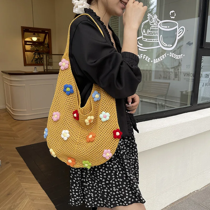 

​2025 Women's Knit Hollow-Out Tote Shoulder Bag Designer Commuter Casual Bag Lightweight Woven Crossbody Purse​