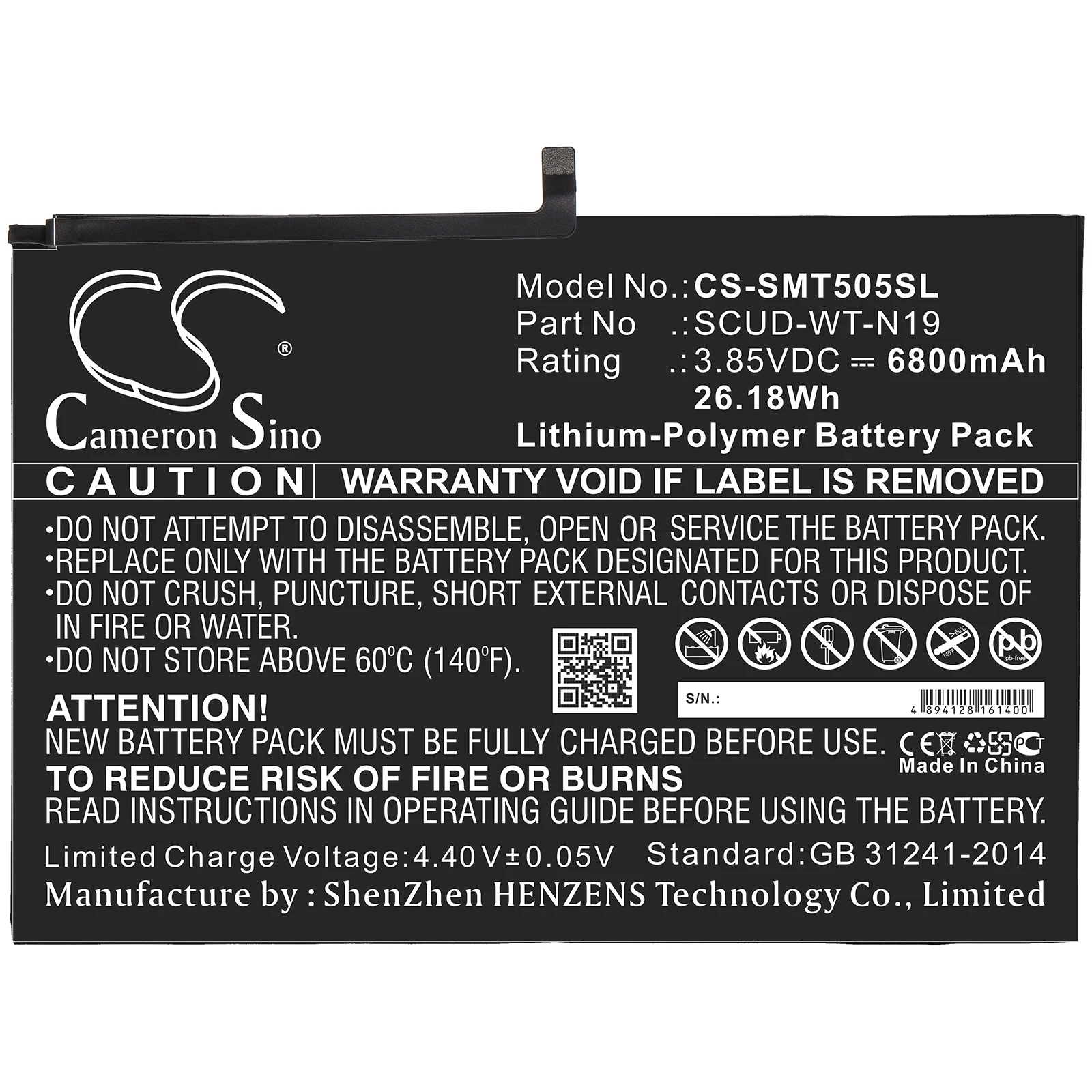 Battery for Samsung Galaxy Tab A7 10.4 2020,SM-T500,SM-T505,SM-T503,SM-T510 PN:SCUD-WT-N19,GH81-19691A (6800mAh) 3.85V