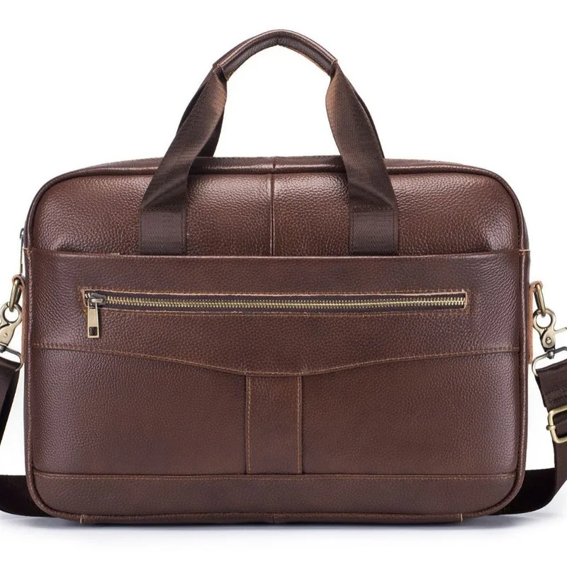New men's bag - genuine leather men's handbag, cowhide computer bag, 14-inch business large capacity briefcase