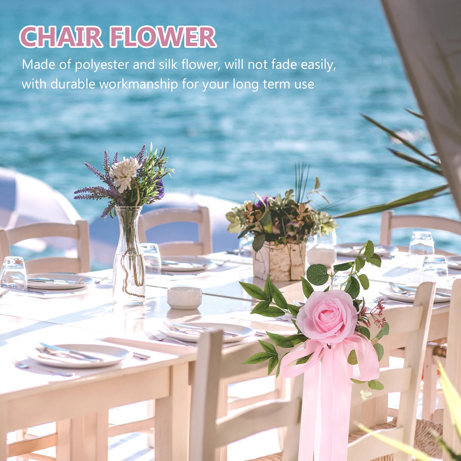 

Silk Chair Flower Decoration for Wedding Bridal Banquet Decor Artificial Flowers Chair Back Decorations Fits Various Chairs