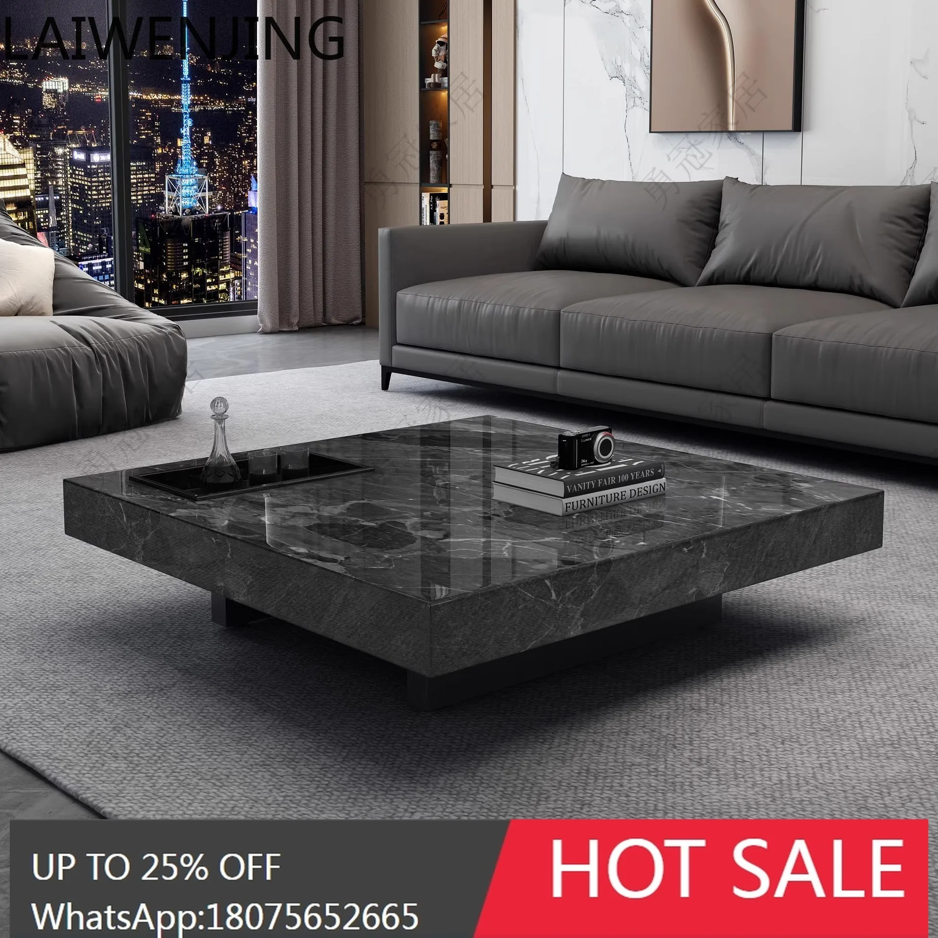 HLZ Italian Minimalist Sintered Stone Coffee Table Light Luxury Modern Living Room Home Use for Various Sizes High-End Feel